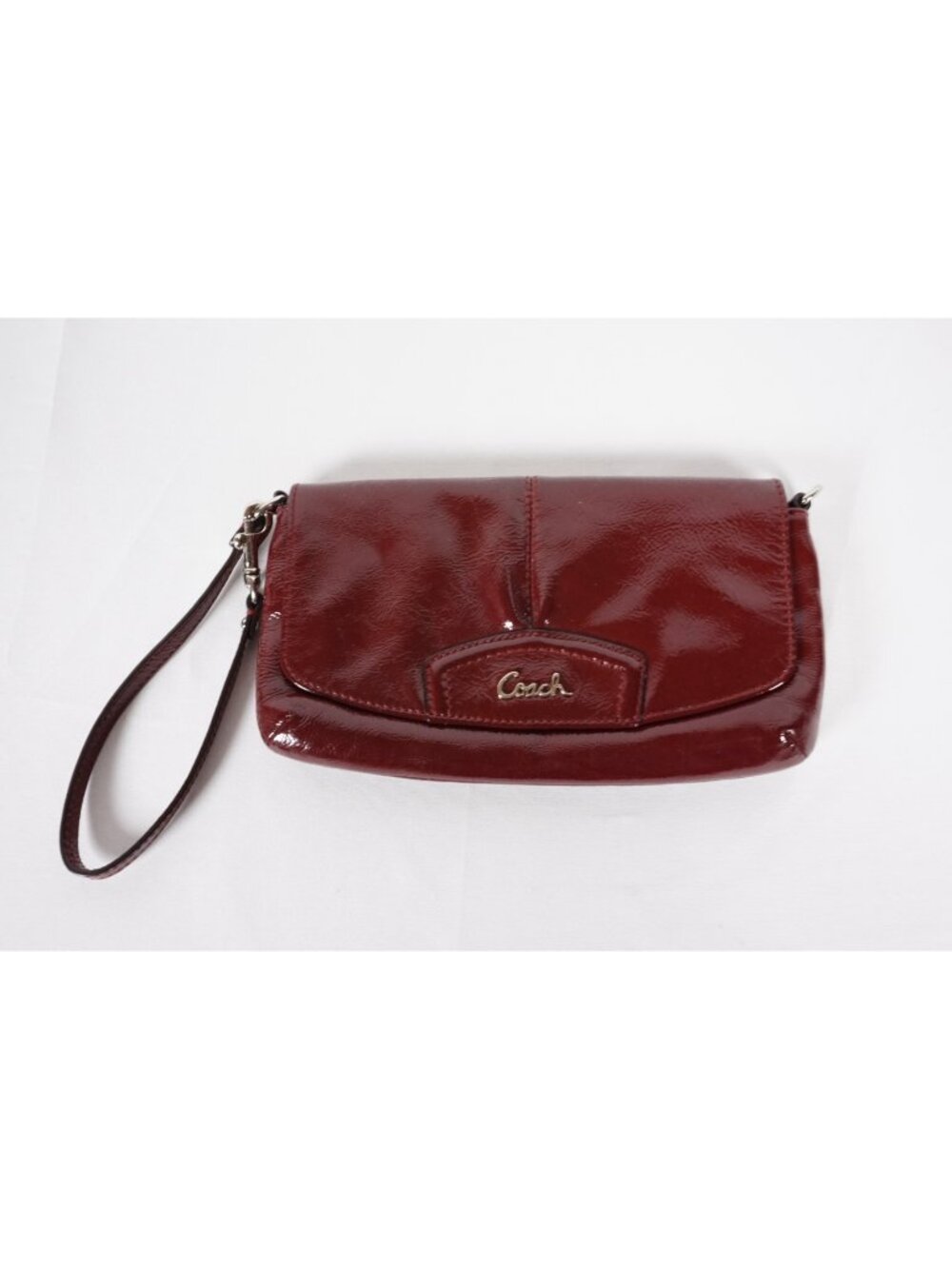 Coach Red Glossy Leather Wristlet Wallet Clutch Mini Purse Silver Hardware Y2K
